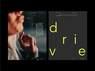 Drive automotive car color design drive editorial figma green movie person poster product spread ui unsplash webflow website yellow