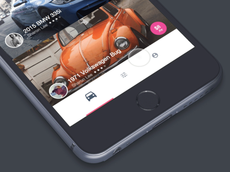 Tabular swipey car flat gesture get around interaction lyft motion rent sharing swipe ui ux