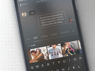 Dark UI messaging + smart search apple blur dark gif ios messaging mobile search texting ui