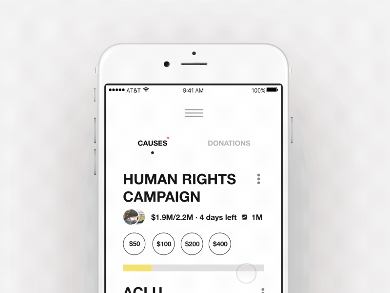 Fight the fight! (but in style) after effects principle minimal senate fight help cause clean white mobile app donate