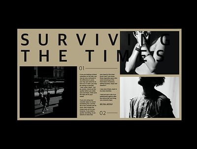 Surviving the times black clean color exploration gold greyscale grid layout grids helvetica kerning man minimal type typography web whitespace woman