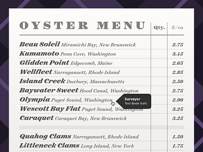 What’s Cooking (1) discover.typography hco menu oysters pricelist surveyor