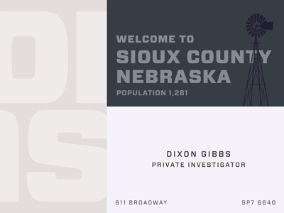 Sioux County, Nebraska business card forza hco sans signage windmill