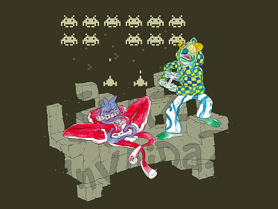 Space Invaders hiphop illustration monster rap space spaceinvaders t shirt