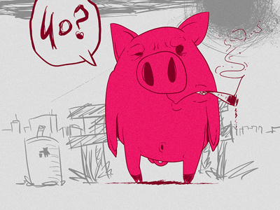 What? animal character pig pink what