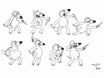 Toonepon animation character design dog funny knife puppy