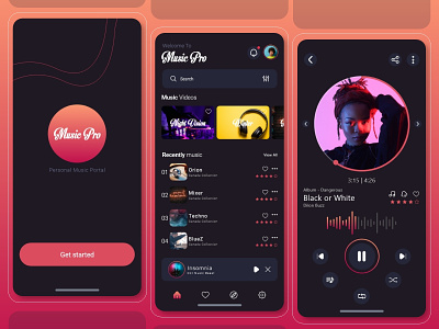 Music Pro App app appdesign appmusic design mobile design musicappui ui uiappmusic uimusic ux website ui