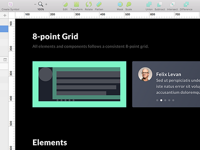 8-point Grid card components elements grid sketchapp