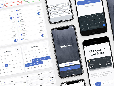 Mobile Design System for Sketch android design system forms input ios iphone x keyboards mobile navigation notification symbols ui kit