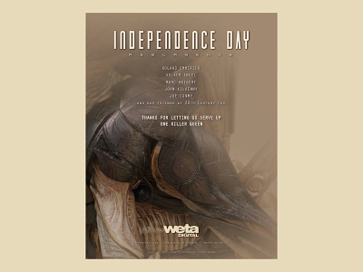 Indepenence Day aaronblack aaronblackarts ab dccomics design disney filmposter flimad fullpage graphic design hollywoodreporter marvel print printad typography varietymagazine vfx weta wetadigital wetafx