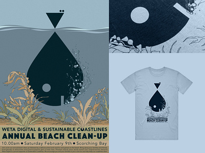 Sustainable Coastlines Beach Clean-up beach comicart illustration lineart merchandise ocean screenprint sustainablecoastlines t shirt typography wetadigital wetafx