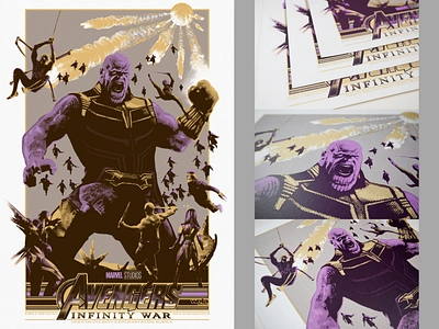 Avengers Infinity War Poster aaronblack aaronblackarts avengers avengersinfintywar comic disney filmposter gold illustration marvel merchandise movieposter poster posterdesign retro screenprint thanos wetadigital wetafx