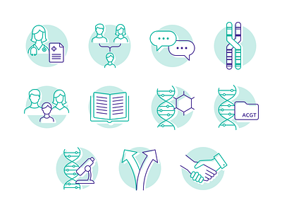 Set of Icons for PlumCare site dna icons illustrations testing