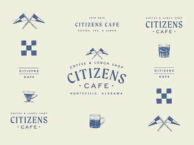 Citizens Cafe alabama badge brand branding cafe coffee diner espresso food huntsville illustration latte logo menu pastry pour over restaurant shop southern store