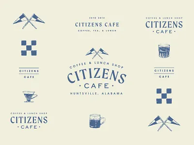 Citizens Cafe alabama badge brand branding cafe coffee diner espresso food huntsville illustration latte logo menu pastry pour over restaurant shop southern store