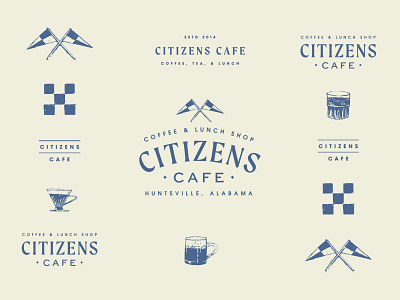 Citizens Cafe alabama badge brand branding cafe coffee diner espresso food huntsville illustration latte logo menu pastry pour over restaurant shop southern store