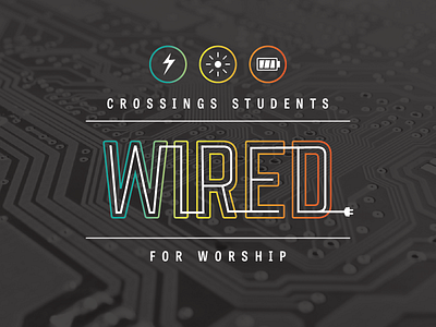 Wired Logo 2 battery camp color crossings gradient lightning power technology web wired wires worship