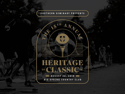 Heritage Classic 15th Anniversary anniversary badge elegant fancy formal gold golf logo seminary sports