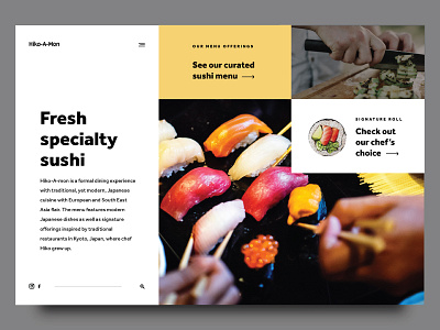 Hiko-A-Mon Website chef menu minimal modern restaurant simple sushi typography ui ux web website