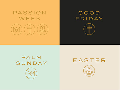 Easter Graphics badge bible brand branding christian church circle cross crown easter flower holiday icon icons jesus lines logo ministry typography web