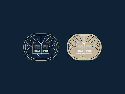 Ten badge brand branding christian church exodus gold illustration jesus landscape lines logo ministry moses mountains scripture sermon sun symbol ten commandments