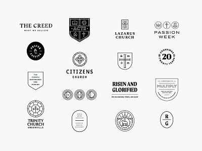 2019 in Review badge brand branding business card church company cross flyer illustration jesus lines logo print retro start up type typography vintage web