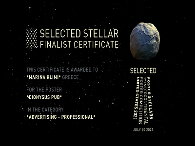Selected Stellar in the "Advertising Category - Professional " branding design graphic design typography
