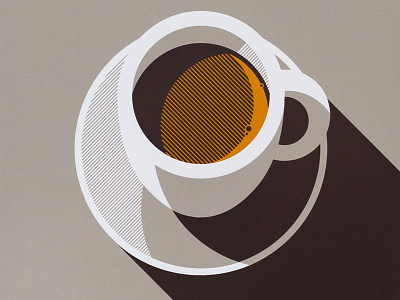 Espresso coffee espresso flat illustration lines long shadow screen print screenprint shadow silkscreen print simple vector