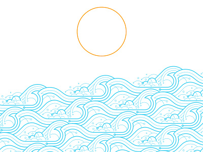 Waves Blue flat illustration lines ocean screen print screenprint sea simple sun vector waves