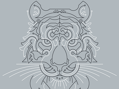 Tiger animal illustration lines screen print simple tiger vector