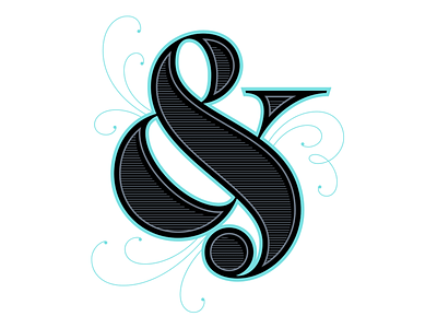 Ampersand 1 ampersand blue character lettering print printmaking screenprint swashes type typography