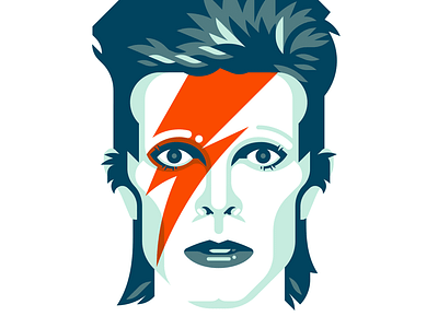 Bowie 1 aladdin sane bowie face flat colour geometric icon illustration legend vector ziggy stardust