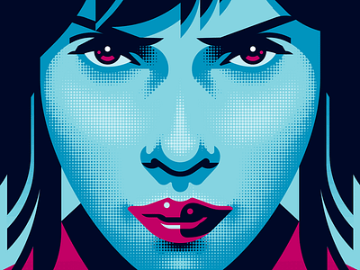 Ghost In The Shell Dribbble 2 eyes face film girl halftone illustration illustrator manga movie portrait poster vector