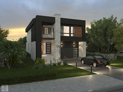 Two-storey house exterior 3d rendering project