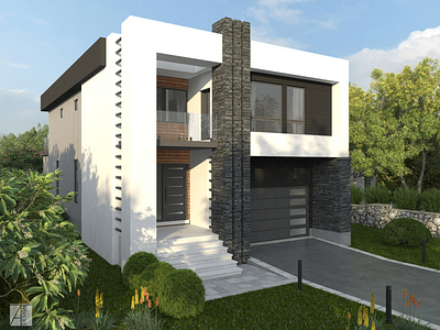 Modern House Exterior 3D Rendering