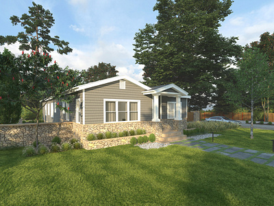 Small House Exterior 3D Rendering