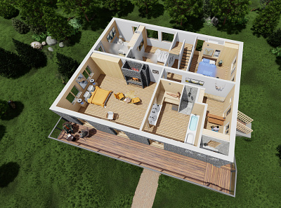 3D Floor Plan | Chalet 3d 3d floor plan 3d rendering cgartist chalet exterior 3d visualization interior design