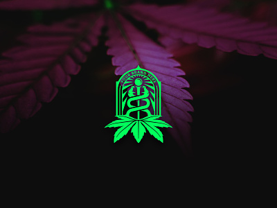 marijuana leaf logo for medical purposes with health symbol