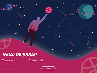 Hello Dribbble debut dribbble first shot hello illustation new shot