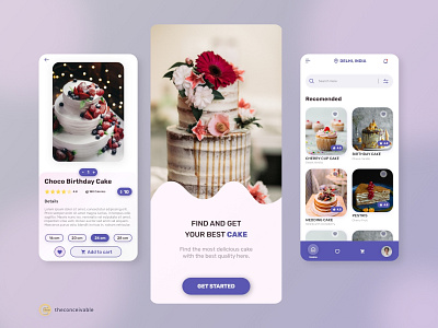 Online Cake Shop App UI Mockup