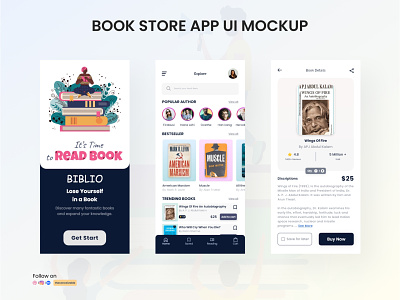 Book Store App UI Design adobexd app design book store ui branding ui ui design uidesign uiux user interface