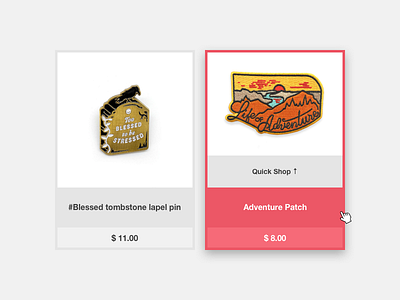 Brat Box Product Cards cards ecommerce hover state web web design