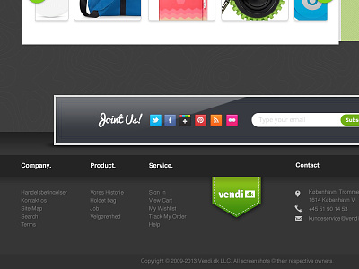 A footer of e-commerce site