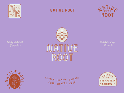 Native Root brand identity branding chef icon identity layout lettering logo restaurant typography vintage wordmark