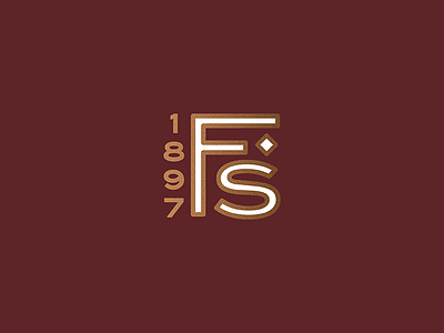 F.S. 1897 copper date diamond f foil icon lettering logo monogram s type