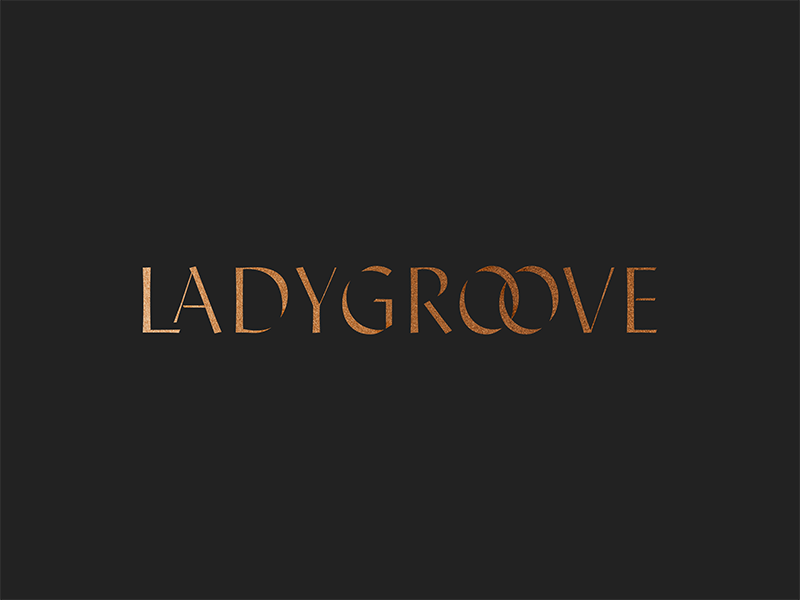 Ladygroove wordmark exploration metallic copper branding logo custom shadow typography wordmark