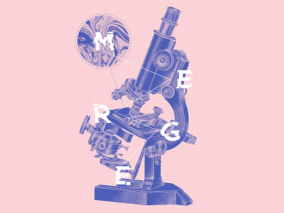 Microscope poster drawing grid illustration microscope poster science typography