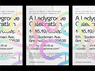 Party invitation blob bold celebration colorful flyer gradient holographic invitation layout party poster typography