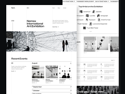 Nart. - Art Exhibition Landing Page✨ 2022 art art exhibition design exhibition graphic design indonesia landing page minimalist swiss typography trending typography ui uiux unique ux web website design white space xavierluv