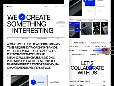 ACTIVO - Creative Agency Landing Page✨ agency big typography branding brutalist business agency concept creative agency graphic design landing page large typography layout minimalist swiss typography trending ui uiux web design website design white space